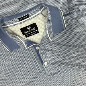 Buttercloth Polo Shirt Mens XL Blue Regular Fit Icy Cotton Patterned EUC